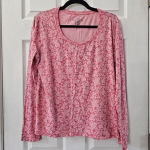 Faded Glory Pink Floral Long Sleeve Tee-shirt Size XL 16-18